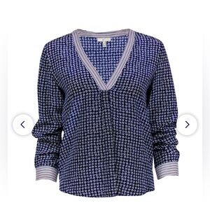 Joie - Navy & White Star Printed Silk Top Sz XS